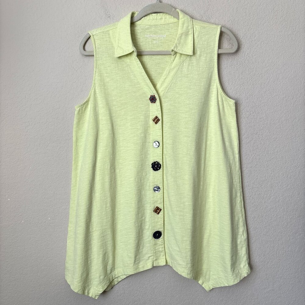 Soft Surroundings Boho Danielle Mismatched Button Tank Top